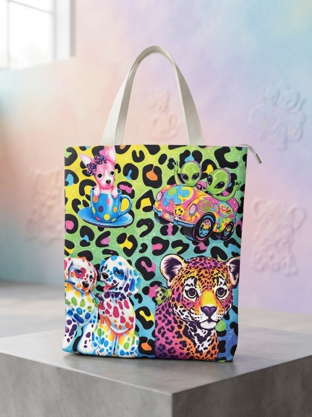 Colorful Kids Animal Print Tote Bag - Multicolor